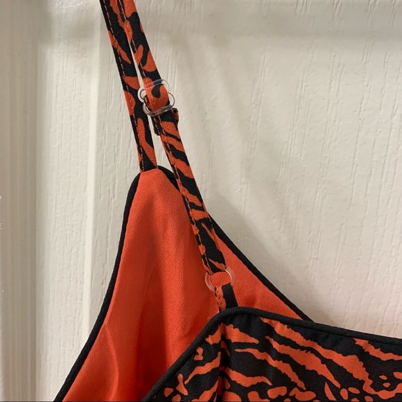 Orange Black Animal Print Silky Tank Top Women’s Size XS - Picture 9 of 16